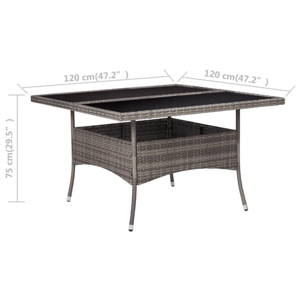 The Living Store udendørs spisebord polyrattan og glas grå - Haveborde
