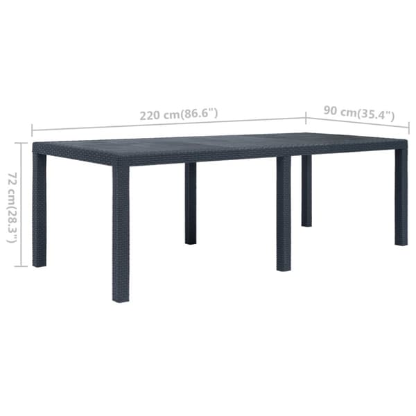 The Living Store Trädgårdsbord 220x90x72 cm konstrotting antracit - Utebord