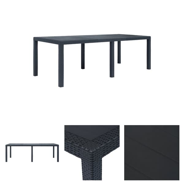 The Living Store Trädgårdsbord 220x90x72 cm konstrotting antracit - Utebord