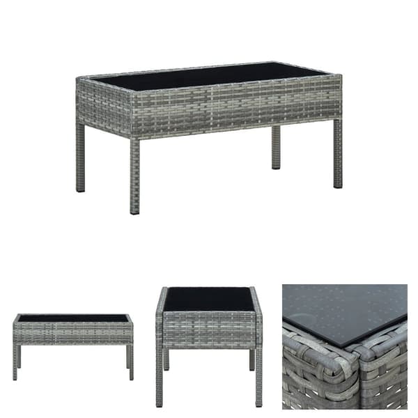 The Living Store havebord 75x40x37 cm polyrattan grå - Haveborde