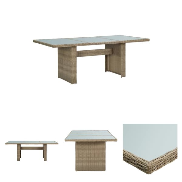The Living Store havebord 200x100x74 cm glas og polyrattan brun - Haveborde
