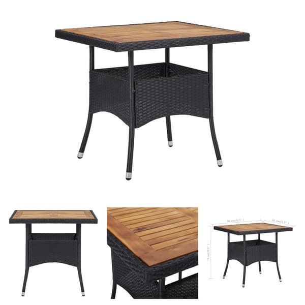 The Living Store udendørs spisebord polyrattan og massivt akacietræ sort -  Haveborde