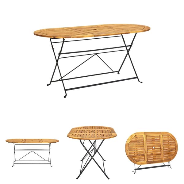 The Living Store havebord 160x85x74 cm massivt akacietræ oval -  Haveborde