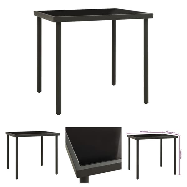 The Living Store havebord 80x80x72 cm glas og stål antracitgrå -  Haveborde