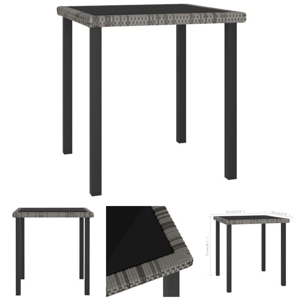 The Living Store havebord 70x70x73 cm polyrattan grå - Haveborde