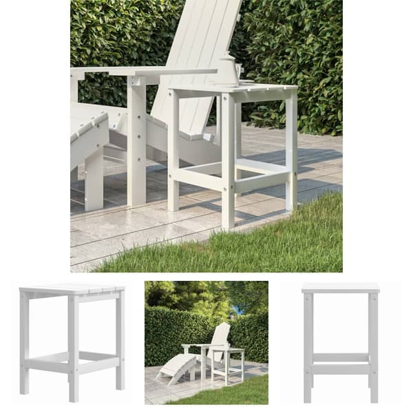 The Living Store Adirondack-havebord 38x38x46 HDPE hvid -  Haveborde