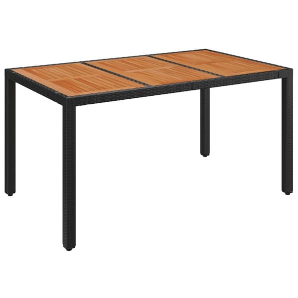 The Living Store havebord med træplade 150x90x75 cm polyrattan - Haveborde