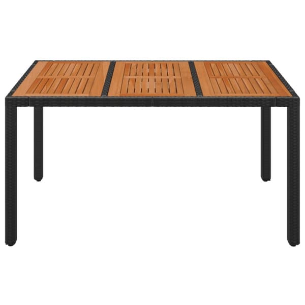 The Living Store havebord med træplade 150x90x75 cm polyrattan - Haveborde