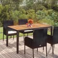 Miniatyrbillede 2 af 8: The Living Store havebord med træplade 150x90x75 cm polyrattan -  Haveborde