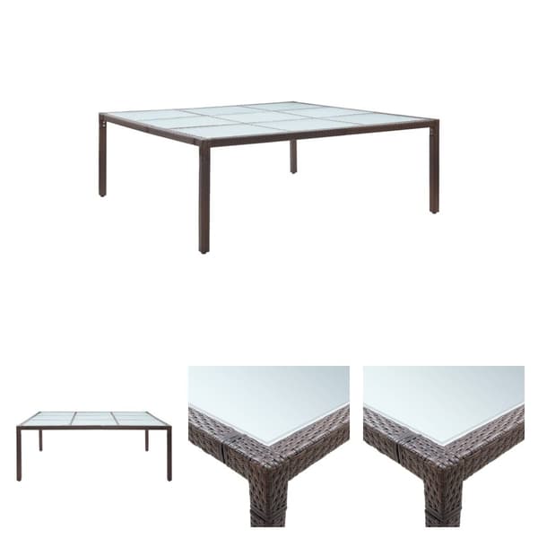 The Living Store havebord 200x200x74 cm polyrattan brun -  Haveborde