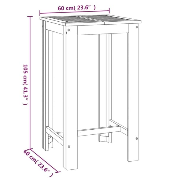 The Living Store barbord til haven 60x60x105 cm massivt akacietræ -  Haveborde