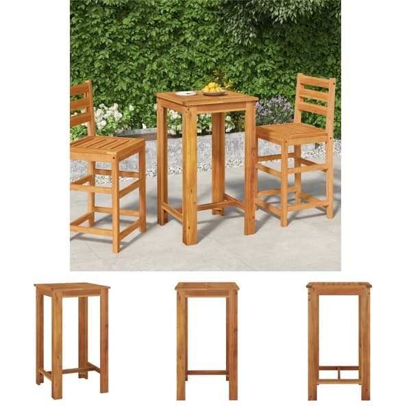The Living Store barbord til haven 60x60x105 cm massivt akacietræ -  Haveborde