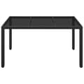 Miniatyrbillede 4 af 8: The Living Store havebord med glastop 150x90x75 cm polyrattan sort -  Haveborde