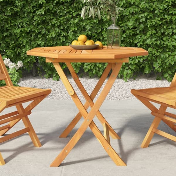 The Living Store Hopfällbart trädgårdsbord 85x85x76 cm massiv teak - Utebord