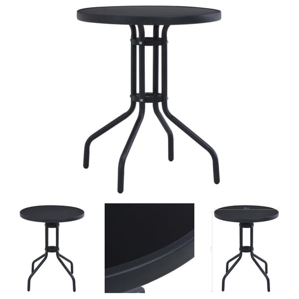 The Living Store havebord 60 cm stål og glas sort -  Haveborde
