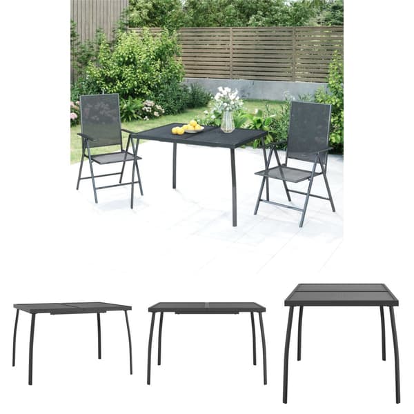 The Living Store havebord 110x80x72 cm stål og meshstof antracitgrå - Haveborde