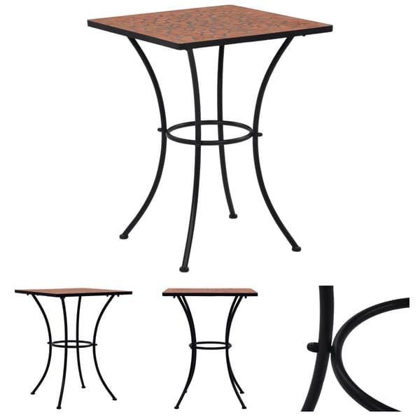 The Living Store bistrobord med mosaikdesign 60 cm keramisk teracotta -  Haveborde