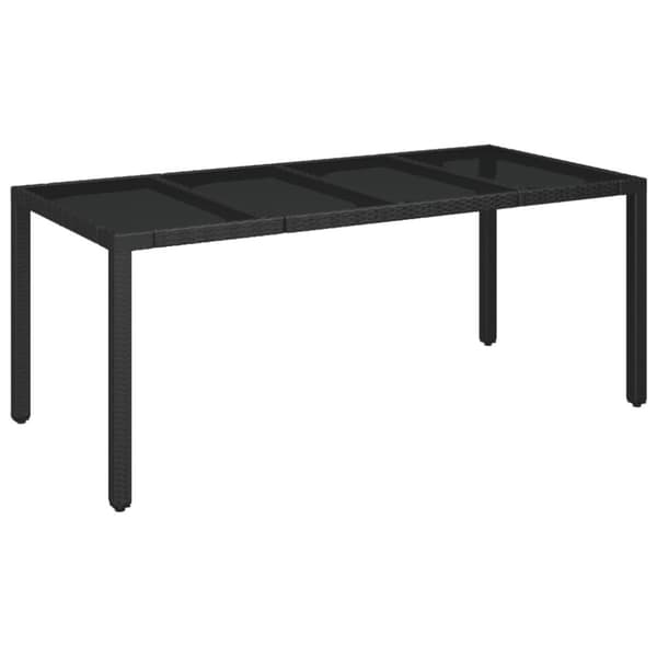 The Living Store havebord med glastop 150x90x75 cm polyrattan sort - Haveborde