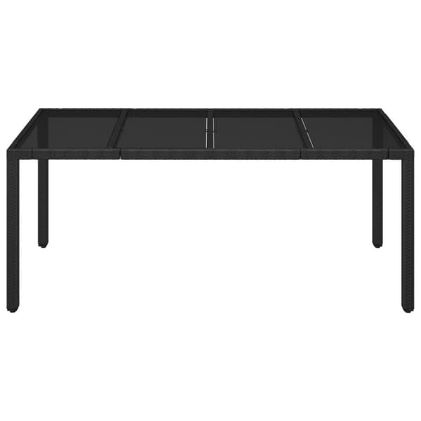 The Living Store havebord med glastop 150x90x75 cm polyrattan sort - Haveborde