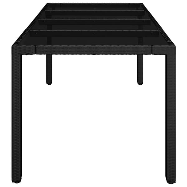 The Living Store havebord med glastop 150x90x75 cm polyrattan sort - Haveborde
