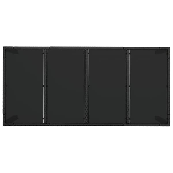 The Living Store havebord med glastop 150x90x75 cm polyrattan sort - Haveborde