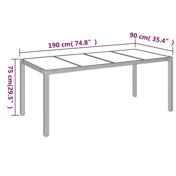 The Living Store havebord med glastop 150x90x75 cm polyrattan sort - Haveborde