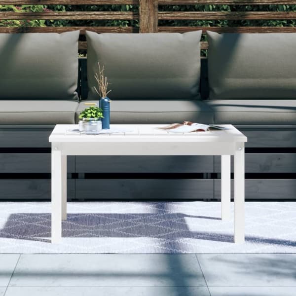 The Living Store havebord 82,5x50,5x45 cm massivt fyrretræ hvid -  Haveborde