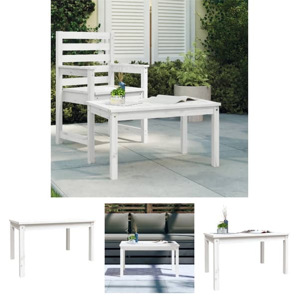 The Living Store havebord 82,5x50,5x45 cm massivt fyrretræ hvid -  Haveborde
