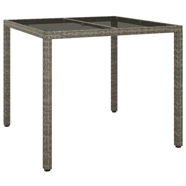 The Living Store Utebord 90x90x75 cm Härdat glas och konstrotting grå - Utebord