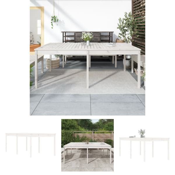 The Living Store havebord 203,5x100x76 cm massivt fyrretræ hvid -  Haveborde
