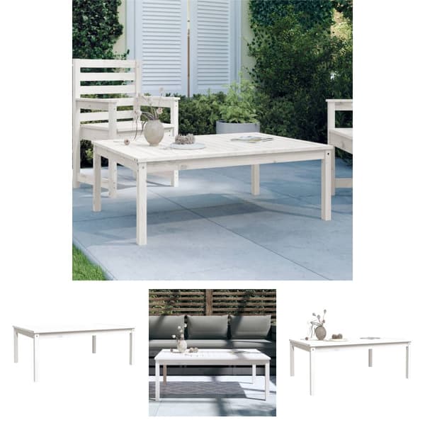 The Living Store havebord 121x82,5x45 cm massivt fyrretræ hvid - Haveborde