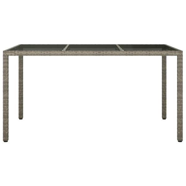 The Living Store Utebord 150x90x75 cm härdat glas och konstrotting grå - Utebord