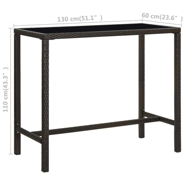 The Living Store barbord til haven 130x60x110 cm polyrattan og glas brun - Haveborde