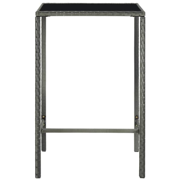 The Living Store Barbord för trädgård grå 70x70x110 cm konstrotting och glas -  Utebord