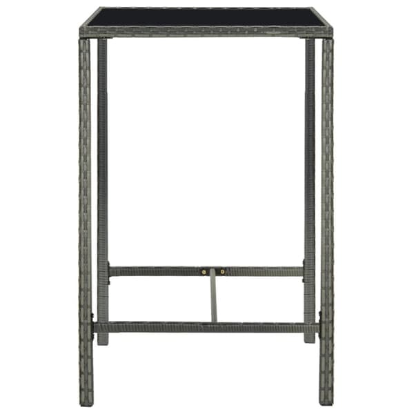 The Living Store Barbord för trädgård grå 70x70x110 cm konstrotting och glas -  Utebord