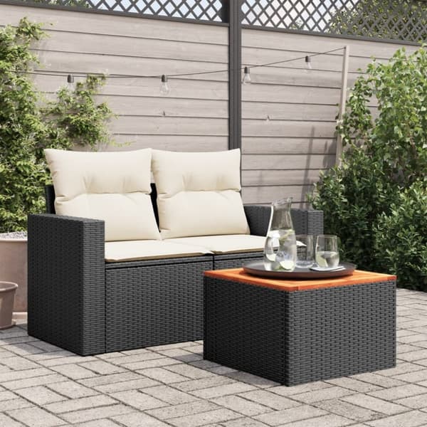 The Living Store havebord 55x55x37 cm polyrattan og akacietræ sort -  Haveborde