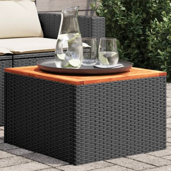 The Living Store havebord 55x55x37 cm polyrattan og akacietræ sort - Haveborde