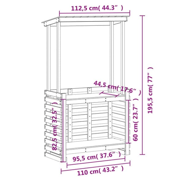 The Living Store udendørs barbord med tag 112,5x57x195,5 cm massivt træ -  Haveborde