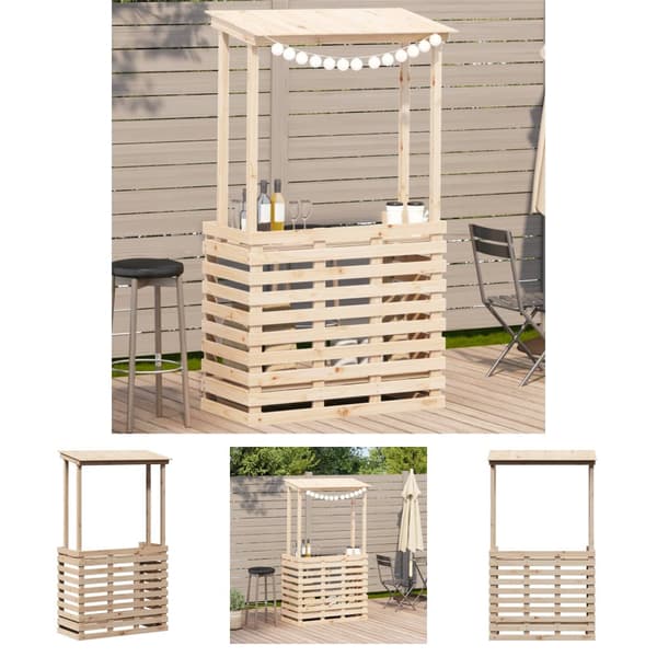 The Living Store udendørs barbord med tag 112,5x57x195,5 cm massivt træ -  Haveborde