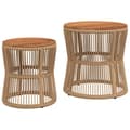 Pikkukuva 3 / 11: The Living Store Sivupöydät 2 kpl puinen pöytälevy beige polyrottinki -  Ulkopöydät