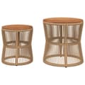 Pikkukuva 5 / 11: The Living Store Sivupöydät 2 kpl puinen pöytälevy beige polyrottinki -  Ulkopöydät