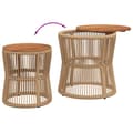 Pikkukuva 8 / 11: The Living Store Sivupöydät 2 kpl puinen pöytälevy beige polyrottinki -  Ulkopöydät