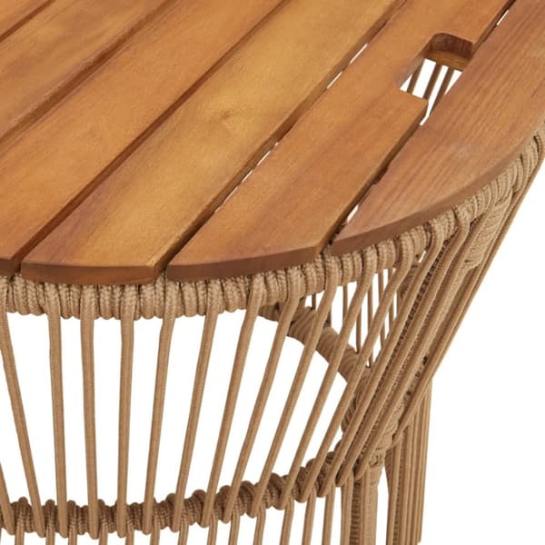 The Living Store Sivupöydät 2 kpl puinen pöytälevy beige polyrottinki -  Ulkopöydät