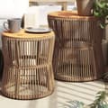 Pikkukuva 2 / 11: The Living Store Sivupöydät 2 kpl puinen pöytälevy beige polyrottinki -  Ulkopöydät