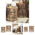 Pikkukuva 1 / 11: The Living Store Sivupöydät 2 kpl puinen pöytälevy beige polyrottinki -  Ulkopöydät