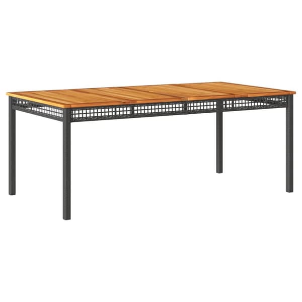 The Living Store havebord 180x90x75 cm polyrattan og akacietræ sort - Haveborde
