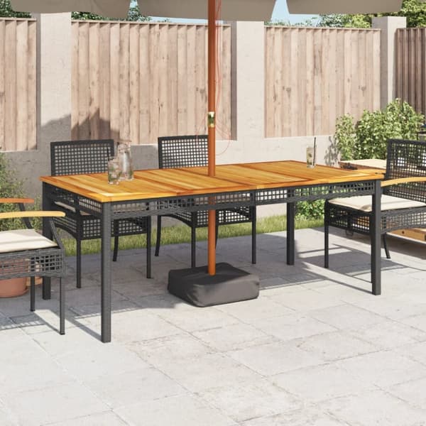 The Living Store havebord 180x90x75 cm polyrattan og akacietræ sort - Haveborde