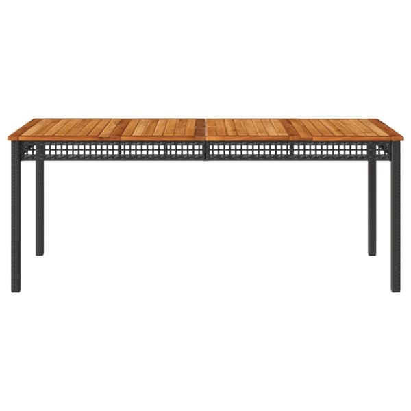 The Living Store havebord 180x90x75 cm polyrattan og akacietræ sort - Haveborde