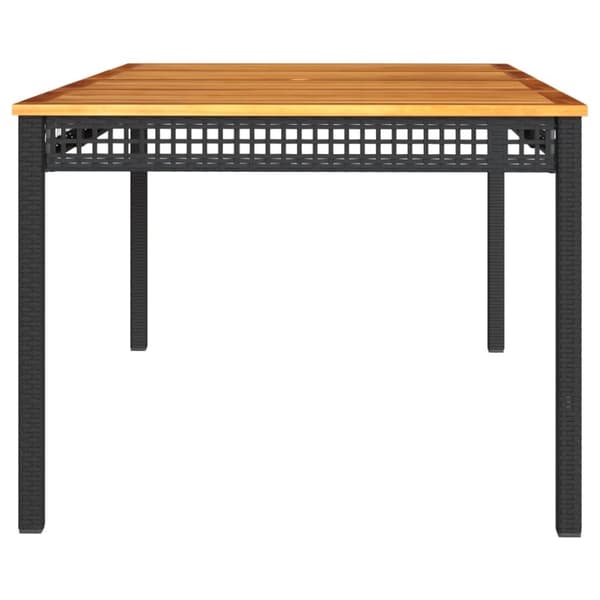 The Living Store havebord 180x90x75 cm polyrattan og akacietræ sort - Haveborde