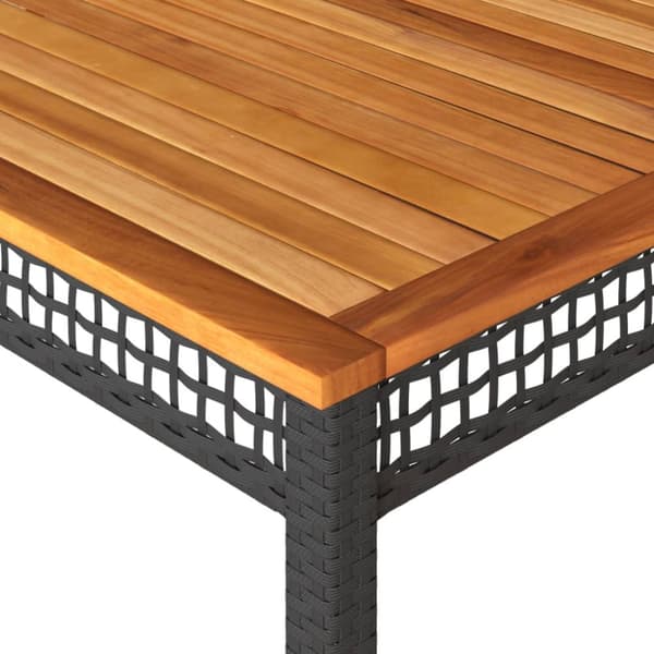 The Living Store havebord 180x90x75 cm polyrattan og akacietræ sort - Haveborde